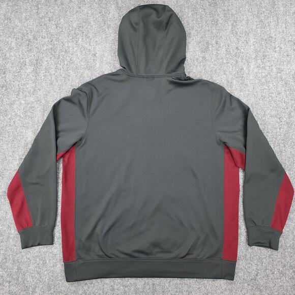 Nike Hoodie Mens XL Gray Red Therma-Fit Pullover Sweatshirt Fleece Athletic - Picture 3 of 16